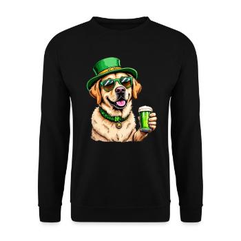 Golden Retriever St. Patricks Day Bier Outfit - Unisex Pullover - Schwarz - Vorne - Alina (178cm) & Michal (187cm)