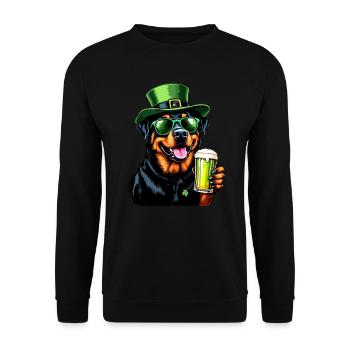 Rottweiler Tenue de bière de la Saint-Patrick Chiens - Sweat-shirt Unisexe - noir - Devant - Alina (178cm) & Michal (187cm)