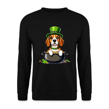 Beagle St. Patrick’s Day Bière Outfit Chiens - Sweat-shirt Unisexe - noir - Devant - Alina (178cm) & Michal (187cm)
