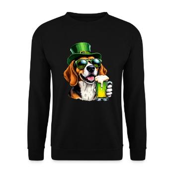 Beagle St. Patrick’s Day Bière Outfit Chiens - Sweat-shirt Unisexe - noir - Devant - Alina (178cm) & Michal (187cm)