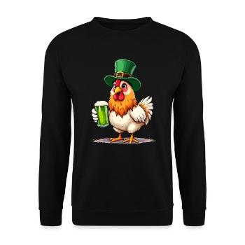 Huhn St. Patricks Day Bier Outfit Hühner - Unisex Pullover - Schwarz - Vorne - Alina (178cm) & Michal (187cm)