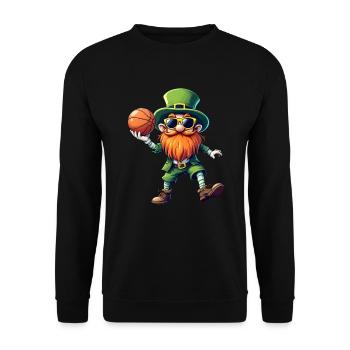 Basketball Leprechaun Sport St. Patrick's Day - Unisex Pullover - Schwarz - Vorne - Alina (178cm) & Michal (187cm)