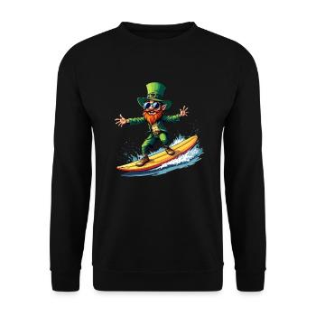 Surf Surfeur Leprechaun Sports Fête de la Saint-Patrick - Sweat-shirt Unisexe - noir - Devant - Alina (178cm) & Michal (187cm)