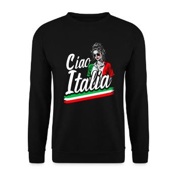 Italie Justaucorps Fille Drôle Italie Ciao - Sweat-shirt Unisexe - noir - Devant - Alina (178cm) & Michal (187cm)