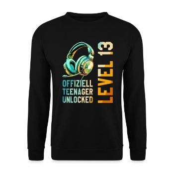 13th Birthday Boy - Unisex Sweatshirt - black - Front - Alina (178cm) & Michal (187cm)