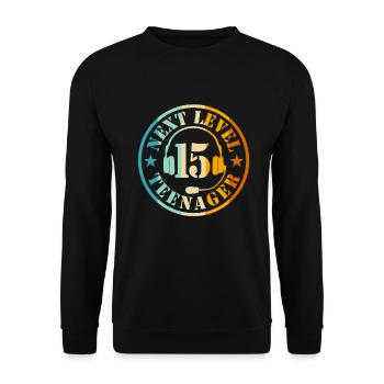 15th Birthday Boy - Unisex Sweatshirt - black - Front - Alina (178cm) & Michal (187cm)