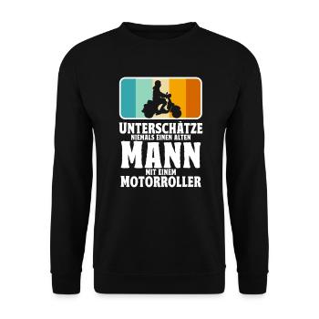 Rollerfahrer Geschenke Motorroller Scooter - Unisex Pullover - Schwarz - Vorne - Alina (178cm) & Michal (187cm)
