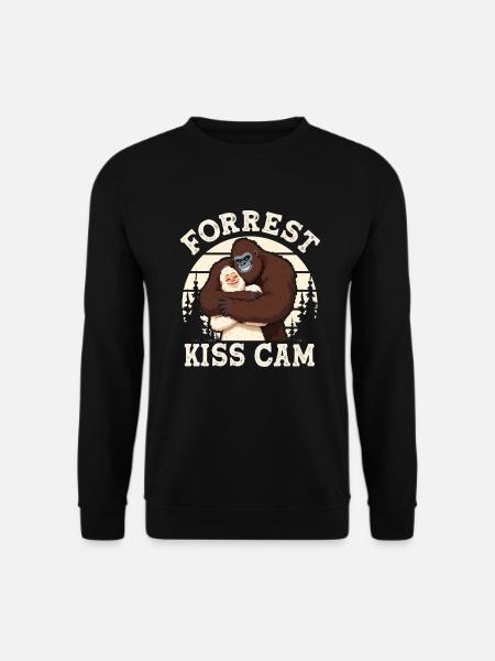 Bigfoot and Yeti in the Woods Kiss Cam Funnier - Unisex Sweatshirt - black