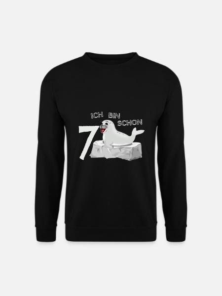 Lachende Robbe auf Fels - 7. Geburtstag - Unisex Pullover - Schwarz