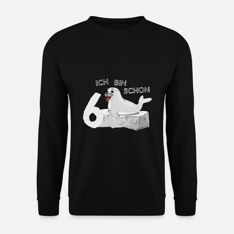 Lachende Robbe auf Fels - 6. Geburtstag - Unisex Pullover - Schwarz