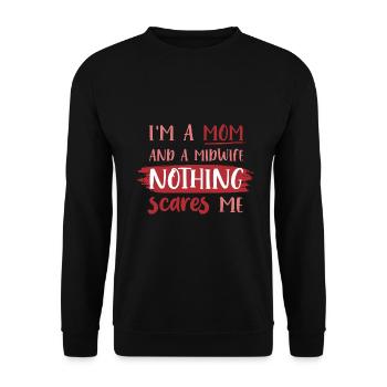 Hebamme - Unisex Pullover - Schwarz - Vorne - Alina (178cm) & Michal (187cm)