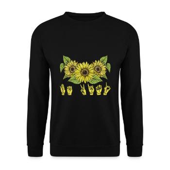 Sign Language Deaf Sunflower Be Kind - Unisex Sweatshirt - black - Front - Alina (178cm) & Michal (187cm)