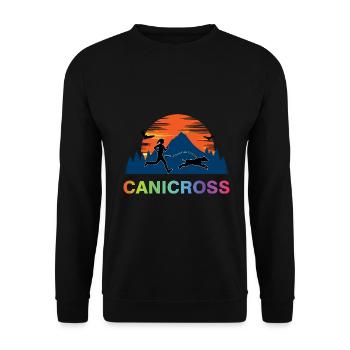 Canicross Zughundesport laufen mit Hund - Unisex Pullover - Schwarz - Vorne - Alina (178cm) & Michal (187cm)