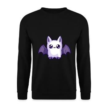 Fledermaus Halloween Comic Geist - Unisex Pullover - Schwarz - Vorne - Alina (178cm) & Michal (187cm)