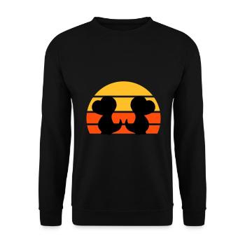 Zwei Dinosaurierbabys vor Halbsonne - Unisex Pullover - Schwarz - Vorne - Alina (178cm) & Michal (187cm)