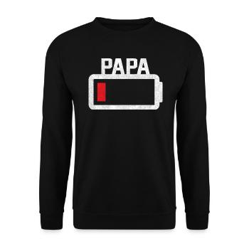 Papa Akku leer Geschenk - Unisex Pullover - Schwarz - Vorne - Alina (178cm) & Michal (187cm)