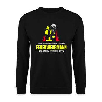 FEUERWEHRMANN HEIß & COOL FEUERWEHR GESCHENK - Unisex Pullover - Schwarz - Vorne - Alina (178cm) & Michal (187cm)
