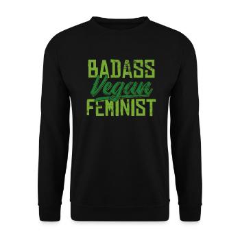 Knallharte Vegane Feministin Geschenk - Unisex Pullover - Schwarz - Vorne - Alina (178cm) & Michal (187cm)