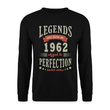 Legende aus dem Jahr 1962 Geburtstagsgeschenk 60 Jahre - Unisex Pullover - Schwarz - Vorne - Alina (178cm) & Michal (187cm)