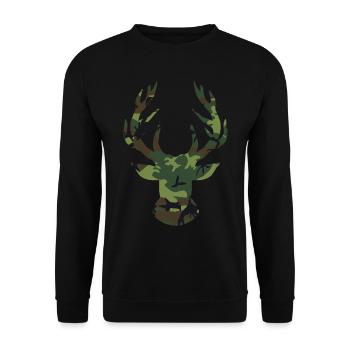 Camo Hirsch Jagen Camouflage Hirsch Jagd Saison Jä - Unisex Pullover - Schwarz - Vorne - Alina (178cm) & Michal (187cm)