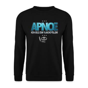Apnoe Freediving Kein Geld zum Flaschen füllen - Unisex Pullover - Schwarz - Vorne - Alina (178cm) & Michal (187cm)