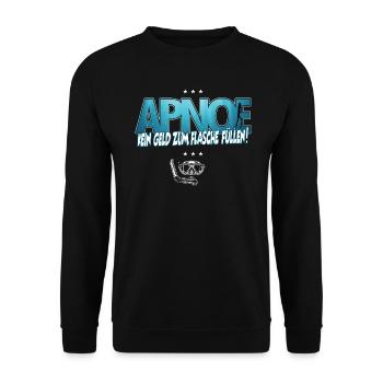 Apnoe Freediving Kein Geld zum Flaschen füllen - Unisex Pullover - Schwarz - Vorne - Alina (178cm) & Michal (187cm)