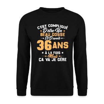 Cadeau d'anniversaire Beau gosse et d'avoir 36 ans - Sweat-shirt Unisexe - noir - Devant - Alina (178cm) & Michal (187cm)