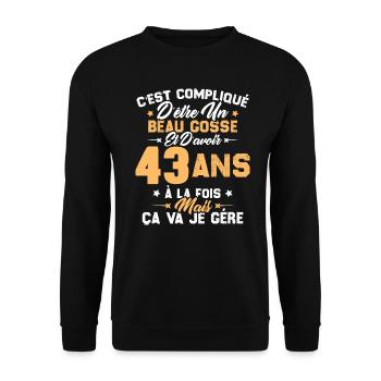 Cadeau d'anniversaire Beau gosse et d'avoir 43 ans - Sweat-shirt Unisexe - noir - Devant - Alina (178cm) & Michal (187cm)
