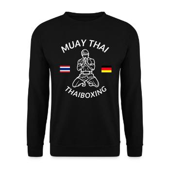Muay Thai - Thaiboxing Shirt - Unisex Pullover - Schwarz - Vorne - Alina (178cm) & Michal (187cm)
