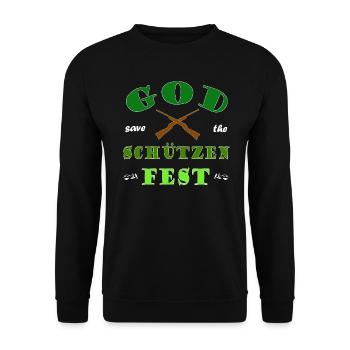God save the Schützenfest - Unisex Pullover - Schwarz - Vorne - Alina (178cm) & Michal (187cm)