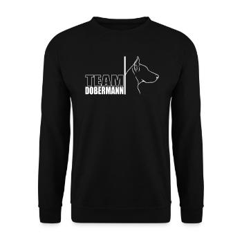 TEAM Dobermann Hunde Hund Hundesport Wilsigns - Unisex Pullover - Schwarz - Vorne - Alina (178cm) & Michal (187cm)