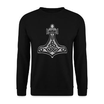 Thors Hammer, Mjolnir, Asgard, Donner Gott - Unisex Sweatshirt - black - Front - Alina (178cm) & Michal (187cm)
