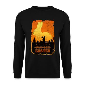 Ostern Western Retro Parodie - Unisex Pullover - Schwarz - Vorne - Alina (178cm) & Michal (187cm)