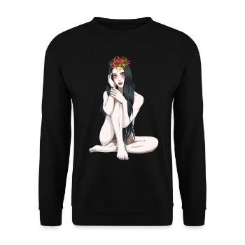 Enfant de fleurs Fantasy sexy fille nue femme elfe - Sweat-shirt Unisexe - noir - Devant - Alina (178cm) & Michal (187cm)