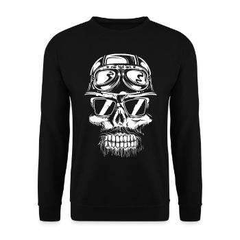 tête de mort 05 chemise de moto halloween tuning evil - Sweat-shirt Unisexe - noir - Devant - Alina (178cm) & Michal (187cm)