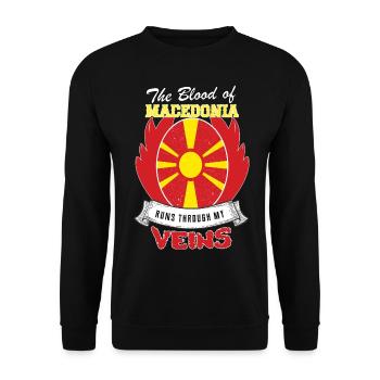 Mazedonien Blut fliesst durch meine Venen - Unisex Pullover - Schwarz - Vorne - Alina (178cm) & Michal (187cm)