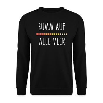 Bumm auf alle vier TR 808 Drum Techno Musik - Unisex Pullover - Schwarz - Vorne - Alina (178cm) & Michal (187cm)