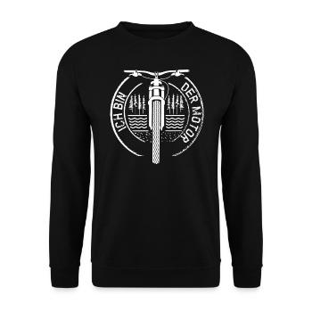Mountainbiker - Ich bin der Motor - MTB - Unisex Pullover - Schwarz - Vorne - Alina (178cm) & Michal (187cm)