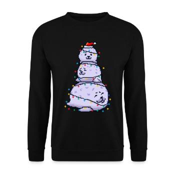 Chonky Seal Snowman Christmas Lights Pixel Art - Unisex Sweatshirt - black - Front - Alina (178cm) & Michal (187cm)