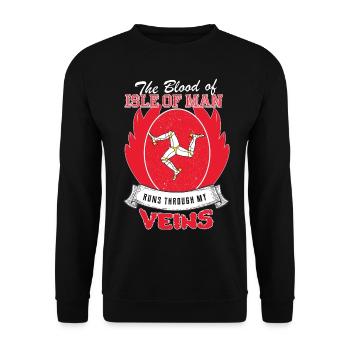 isle of man Blut fliesst durch meine Venen - Unisex Pullover - Schwarz - Vorne - Alina (178cm) & Michal (187cm)
