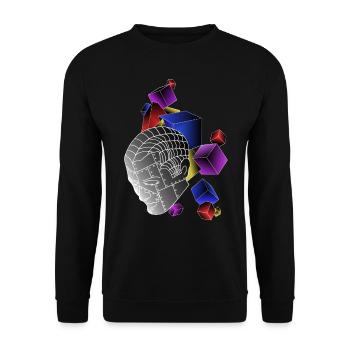Robots with cubes colorful - Unisex Sweatshirt - black - Front - Alina (178cm) & Michal (187cm)