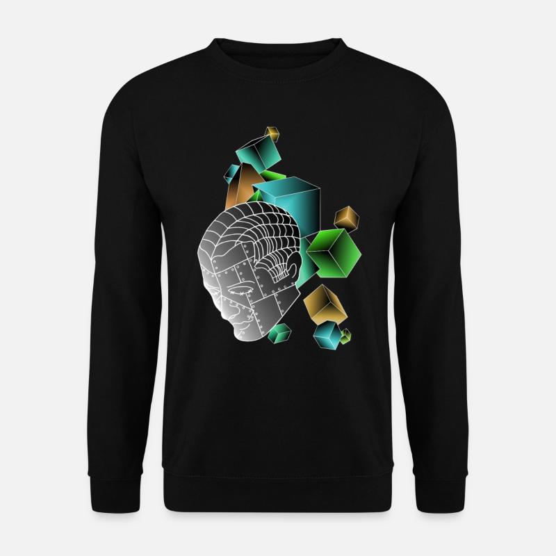 Roboter mit Würfeln bunt - Unisex Pullover - Schwarz