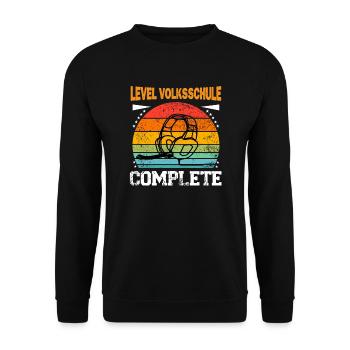 Grundschulabschluss Grundschule Level Complete - Unisex Pullover - Schwarz - Vorne - Alina (178cm) & Michal (187cm)