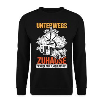 Camping Unterwegs und doch Zuhause - Unisex Pullover - Schwarz - Vorne - Alina (178cm) & Michal (187cm)