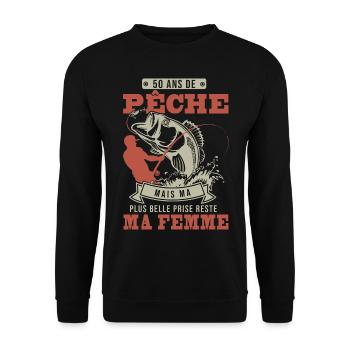 50 ans anniversaire Pêche pêcheur cadeau cool 50 - Sweat-shirt Unisexe - noir - Devant - Alina (178cm) & Michal (187cm)