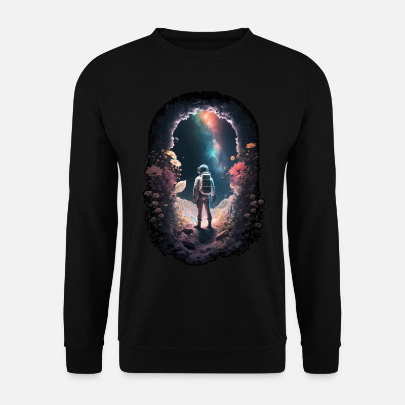 Astronaut blickt auf Sterne Surreal Sci-Fi Weltall - Unisex Pullover - Schwarz