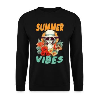 Sommer Frau Sonnenbrille Hut Blumen Sonne Vintage - Unisex Pullover - Schwarz - Vorne - Alina (178cm) & Michal (187cm)