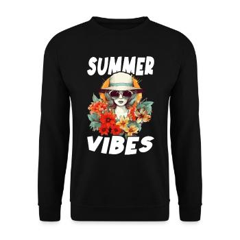 Sommer Frau Sonnenbrille Hut Blumen Sonne Vintage - Unisex Pullover - Schwarz - Vorne - Alina (178cm) & Michal (187cm)