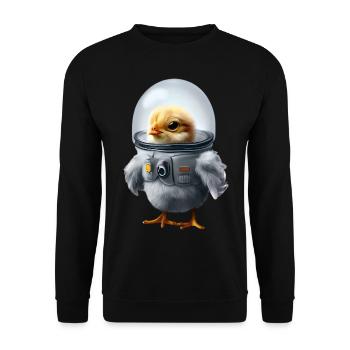 Astronautenhuhn Astronaut Huhn - Unisex Pullover - Schwarz - Vorne - Alina (178cm) & Michal (187cm)