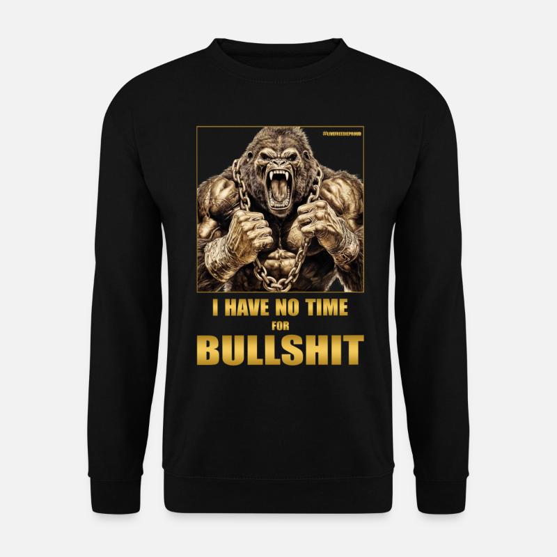WÜTENDER BRÜLLENDER AFFE NO TIME FOR BULLSHITT - Unisex Pullover - Schwarz